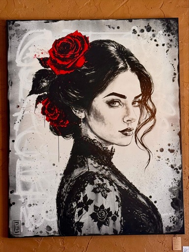 Painting of a young woman that hangs inside Grace on Dauphin